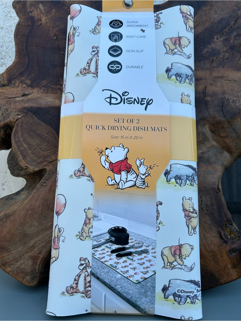 Disney Pooh Printed Drying Dish Mats - Set of 2 Tigger Eeyore Piglet